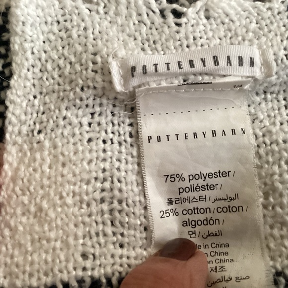 Pottery Barn Throws, pair navy and white check pattern 50 1/2” x62 1/2” - Picture 7 of 8